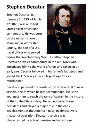 Stephen Decatur Handout | Teaching Resources
