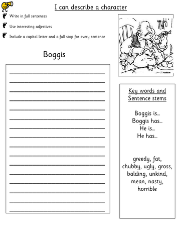 Fantastic Mr Fox Writing resources