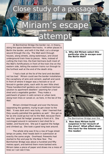 Stasiland - Close study of a passage:  Miriam's escape attempt