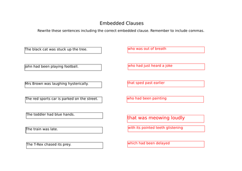 Embedded clauses Presentation and 3 worksheets