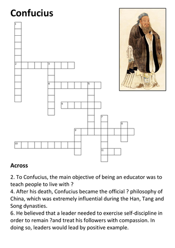 Confucius Crossword Teaching Resources