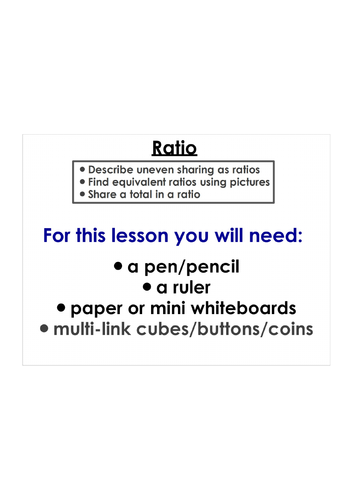 Introduction to Ratio - a full lesson