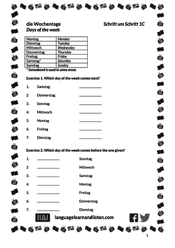 Die Wochentage Days Of The Week Teaching Resources