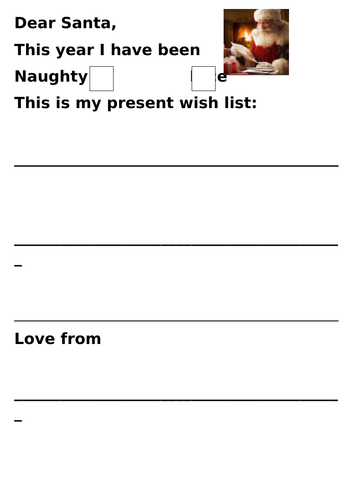 Dear Santa letter -simple for SEN or EYFS