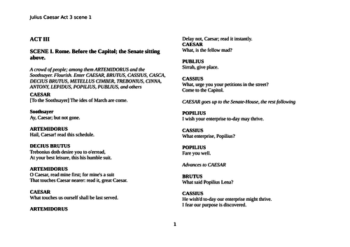 JUlius Caesar Act 3 scene 1 (two lessons) | Teaching Resources