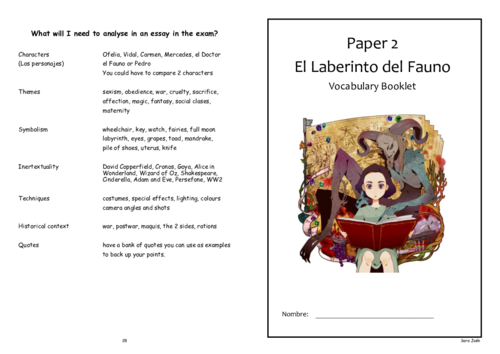 El laberinto del Fauno - Student Vocabulary Booklet