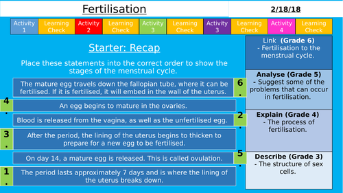 NEW AQA KS3 - Fertilisation (Reproduction)