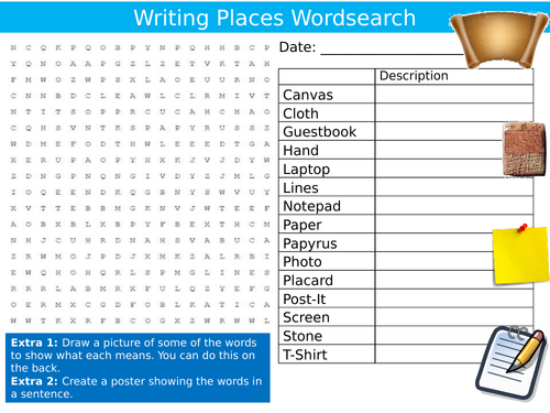 Writing Places Wordsearch Puzzle Sheet Keywords Settler Starter Cover Lesson English Language