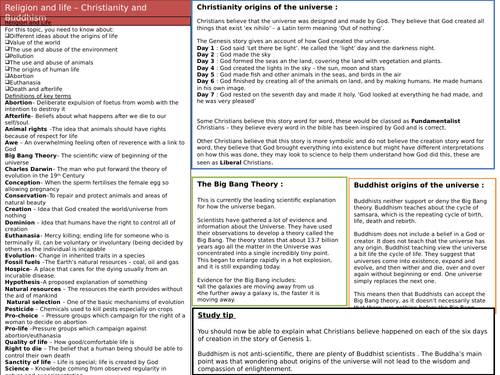 Knowledge organiser forAQA A - Theme B ( Religion and life)