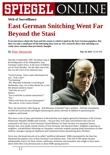 Stasiland - East German Snitching Went Far Beyond the Stasi
