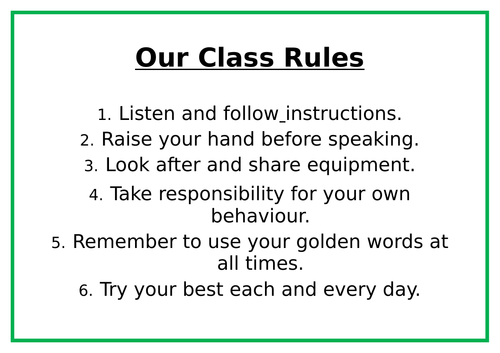 Class Rules display list.