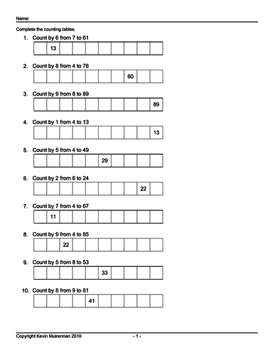 Bundle 1000 Questions Counting Patterns Maths 1000 Questions Counting Tables