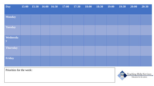 Blank revision timetable