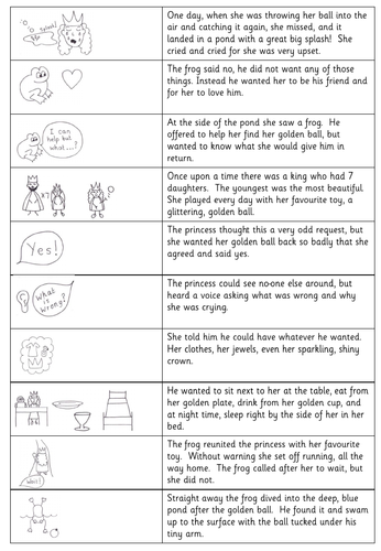 The Princess and the Frog story sequencing activity KS1