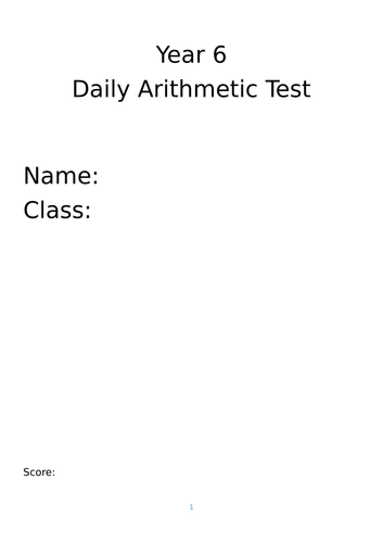 Daily Year 6 Arithmetic Test