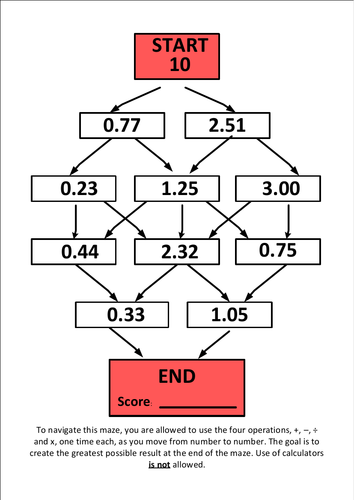 Decimal mazes | Teaching Resources