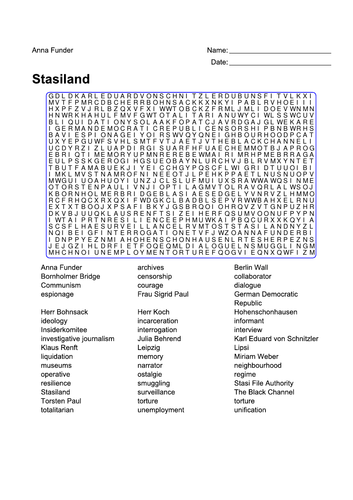 Stasiland - Word Search
