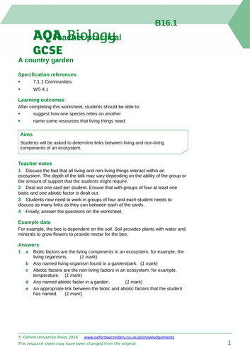 AQA B7 - Ecology - 14 lessons