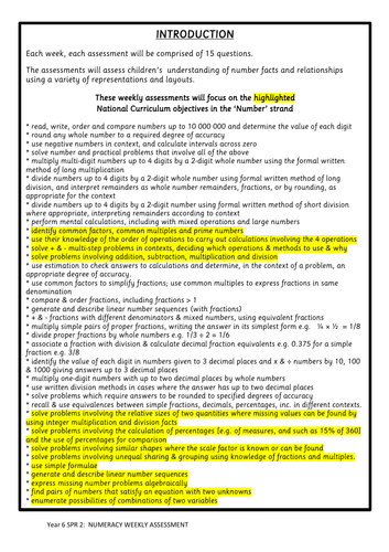 Year 6 weekly maths assessment Spring 2