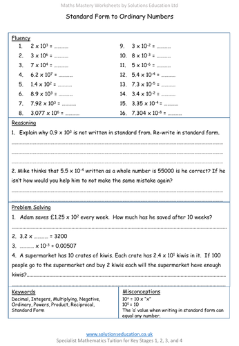 standard-form-worksheet-tes