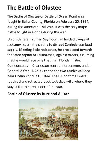 The Battle of Olustee Handout