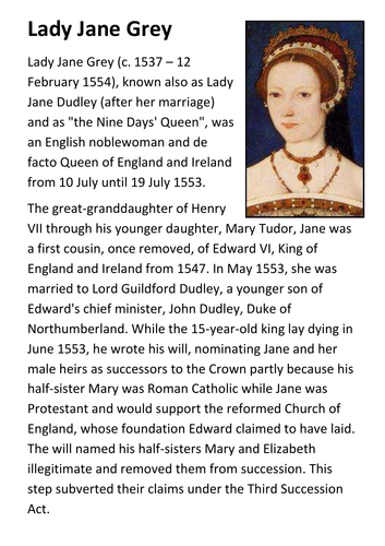 Lady Jane Grey Handout