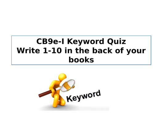 CB9 e-i Keyword Quiz