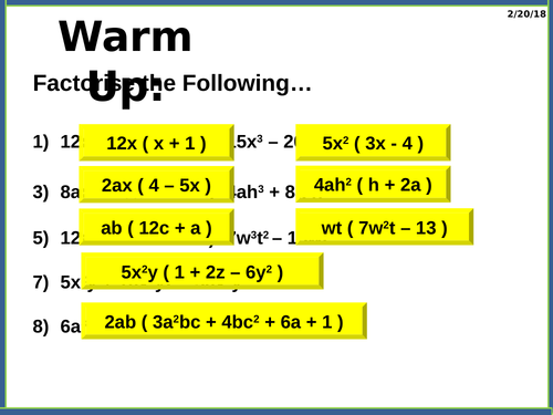 A2.7 Factorising quadratic expressions