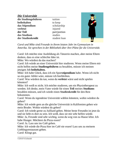 German Conditional Reading: Konjunktiv II - University / Universität