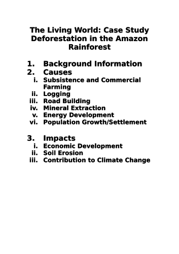 Deforestation of the Amazon Case Study Booklet