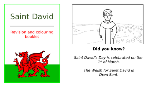 St. David simple story  (includes a revision and colouring booklet presentation)