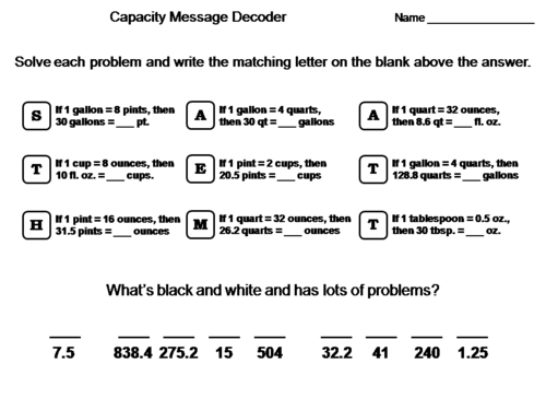 Capacity Activity: Math Message Decoder