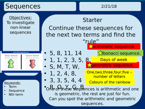 Quadratic Sequences by pattern spotting