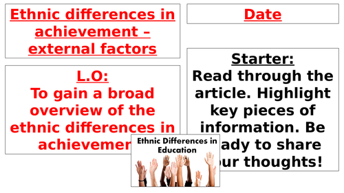 AQA A Level - Sociology - Ethnicity and Education