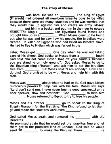 Cloze activity Moses