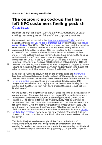 AQA Language GCSE Paper 2 Food Shortages Mock