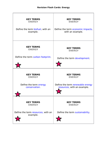 AQA GCSE Geography (2016) Energy revision flashcards