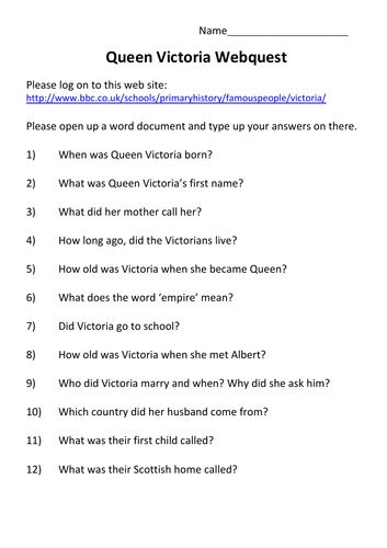 Queen Victoria Webquest