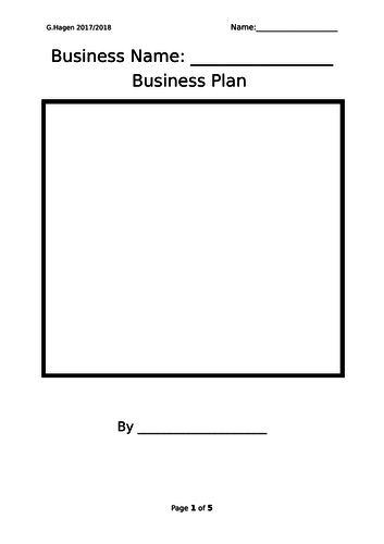 9-1 New Edexcel GCSE Business 1.4 Business Plans Lesson (2 hours)