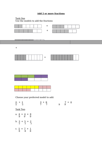 Add 2 Or More Fractions - Year 4 Mastery | Teaching Resources