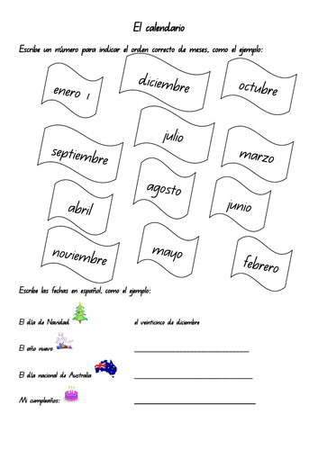 El calendario for primary Spanish