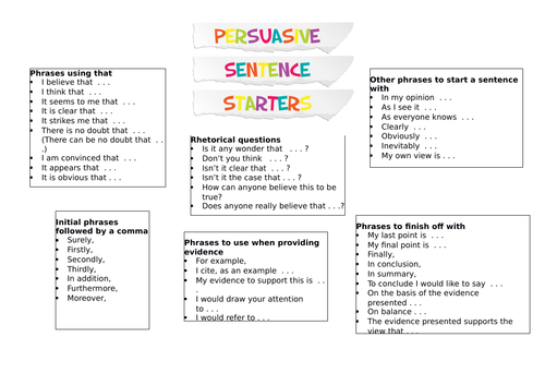 persuasive speech sentence starters ks2