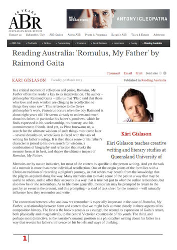 Romulus, My Father - Book Review
