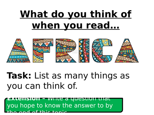 KS3 Geography - Africa (Lessons 1-4)