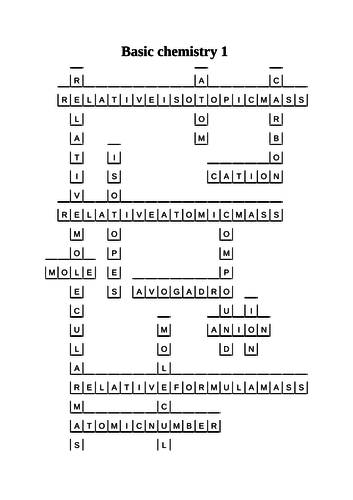 AS Chemistry crosswords | Teaching Resources