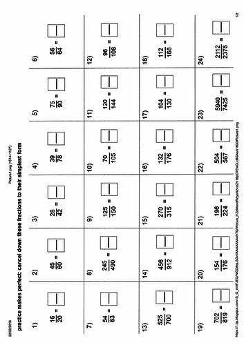 Equivalent and Simplifying Fractions Worksheets with Answers