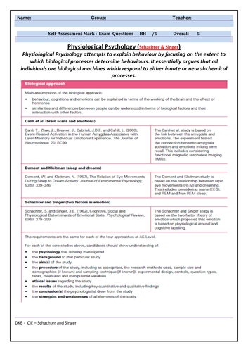 CIE A' level Psychology - Schachter & Singer