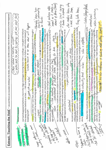 Touching the Void annotated extracts + examiner podcast- GCSE English ...