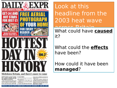 AQA GCSE New Spec Geography - UK Extreme Weather Case Study - UK 2003 Heatwave