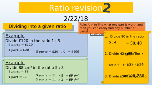 Dividing into a given ratio GCSE revision